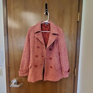 Vintage dELiA*s Red Tweed Wool-Blend Double-Breasted Pea Coat Size S